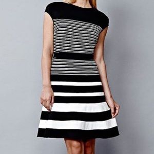 *NWOT* Black and white striped ribbed dress